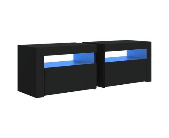 Noptiere cu led-uri, 2 buc., negru, 60x35x40 cm, 2 image