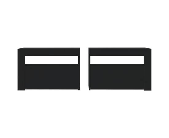 Noptiere cu led-uri, 2 buc., negru, 60x35x40 cm, 4 image
