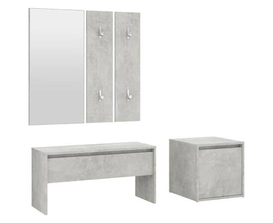 Set de mobilier pentru hol, gri beton, lemn prelucrat, 2 image