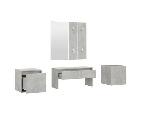Set de mobilier pentru hol, gri beton, lemn prelucrat, 5 image