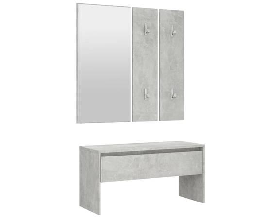 Set de mobilier pentru hol, gri beton, lemn prelucrat, 6 image