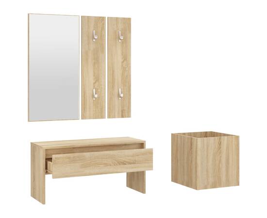 Set de mobilier pentru hol, stejar sonoma, lemn prelucrat, 5 image