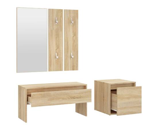 Set de mobilier pentru hol, stejar sonoma, lemn prelucrat, 5 image