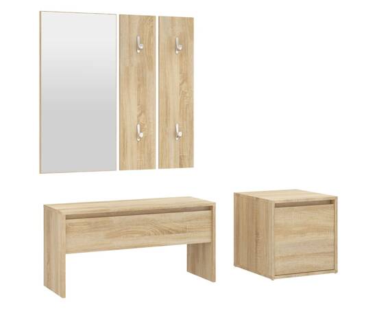 Set de mobilier pentru hol, stejar sonoma, lemn prelucrat, 2 image