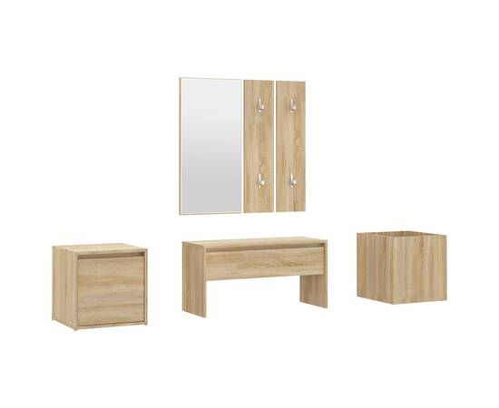 Set de mobilier pentru hol, stejar sonoma, lemn prelucrat, 2 image