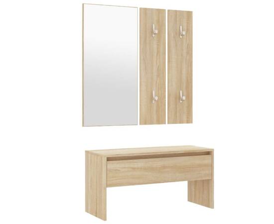 Set de mobilier pentru hol, stejar sonoma, lemn prelucrat, 6 image