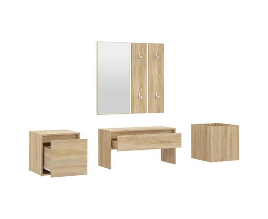 Set de mobilier pentru hol, stejar sonoma, lemn prelucrat, 5 image