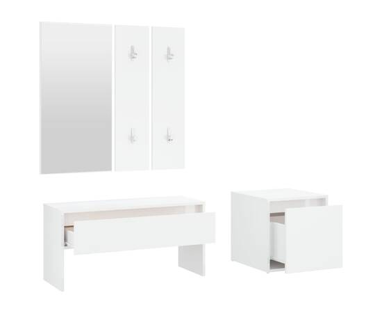 Set mobilier pentru hol, alb extralucios, lemn prelucrat, 6 image
