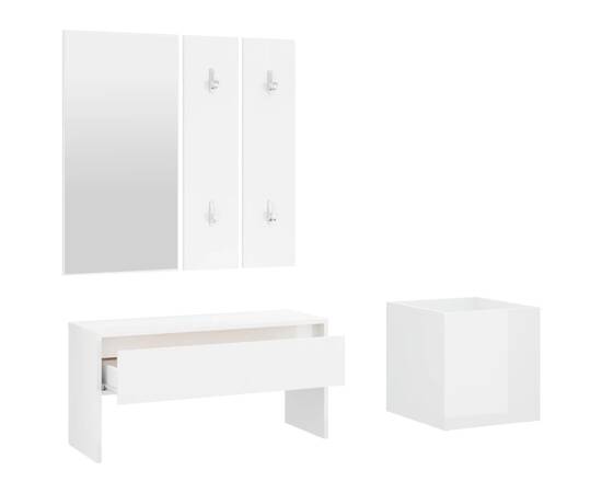 Set mobilier pentru hol, alb extralucios, lemn prelucrat, 5 image