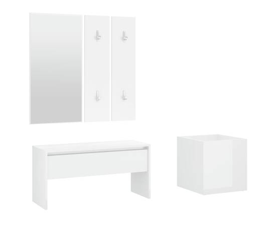 Set mobilier pentru hol, alb extralucios, lemn prelucrat, 2 image