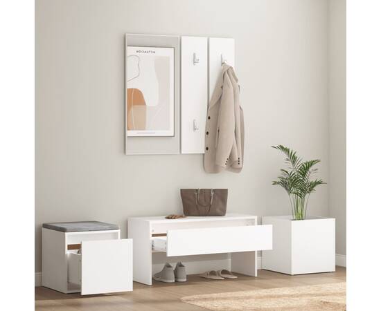 Set mobilier pentru hol, alb, lemn compozit, 3 image