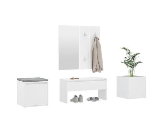 Set mobilier pentru hol, alb, lemn compozit, 4 image