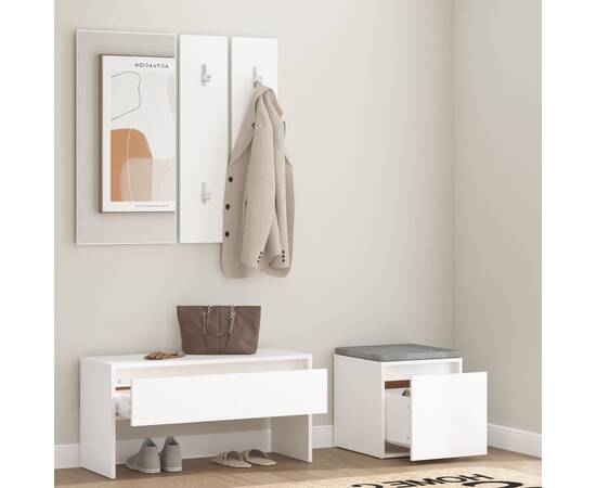 Set mobilier pentru hol, alb, lemn compozit, 3 image