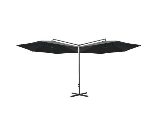 Umbrelă de soare dublă cu stâlp din oțel, antracit, 600 cm, 4 image