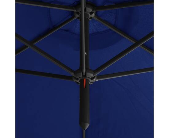 Umbrelă de soare dublă cu stâlp din oțel, azuriu, 600 cm, 3 image