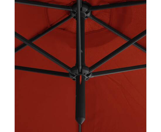 Umbrelă de soare dublă cu stâlp din oțel, cărămiziu, 600 cm, 3 image