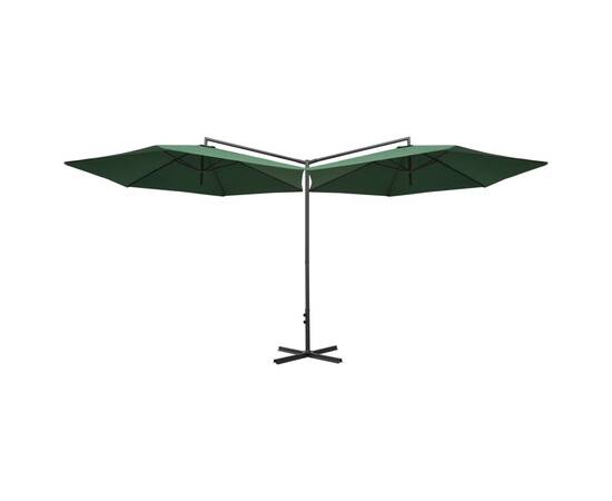 Umbrelă de soare dublă cu stâlp din oțel, verde, 600 cm, 4 image