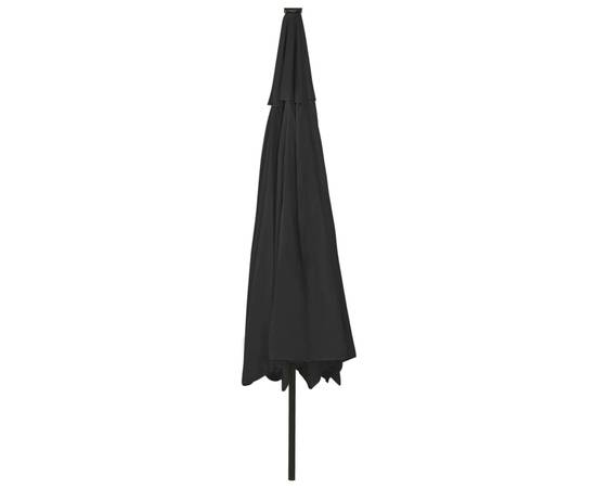 Umbrelă de soare exterior, led-uri & stâlp metal, negru, 400 cm, 5 image
