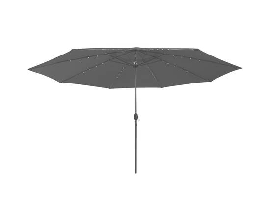 Umbrelă de soare exterior, led-uri & stâlp metal, negru, 400 cm, 3 image