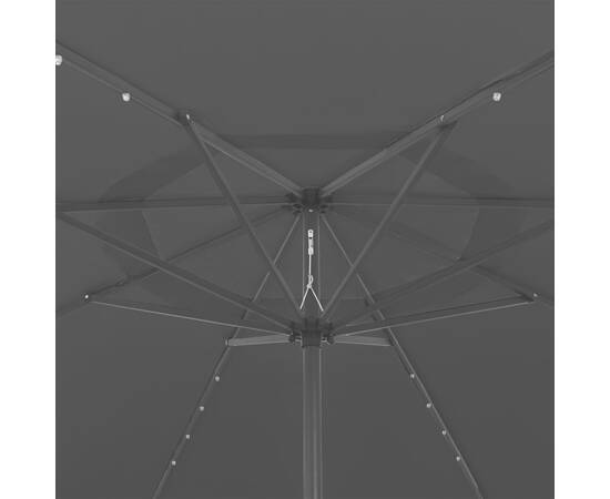 Umbrelă de soare exterior, led-uri & stâlp metal, negru, 400 cm, 2 image