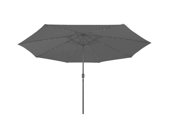 Umbrelă de soare exterior, led-uri & stâlp metal, negru, 400 cm, 4 image