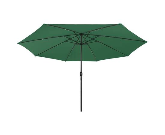Umbrelă de soare exterior, led-uri & stâlp metal, verde, 400 cm, 4 image