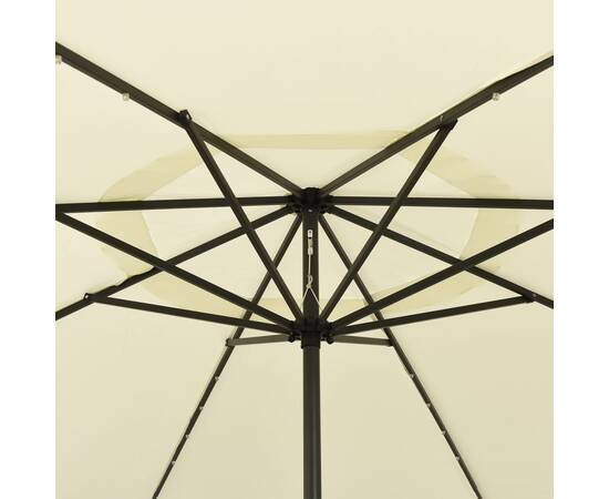 Umbrelă de soare exterior, led-uri & stâlp metal nisipiu 400 cm, 2 image