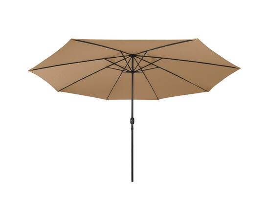 Umbrelă de soare exterior, led-uri&stâlp metal gri taupe 400 cm, 4 image