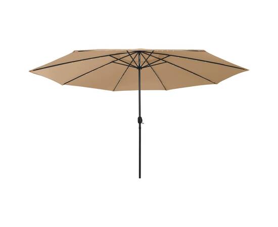 Umbrelă de soare exterior, led-uri&stâlp metal gri taupe 400 cm, 3 image