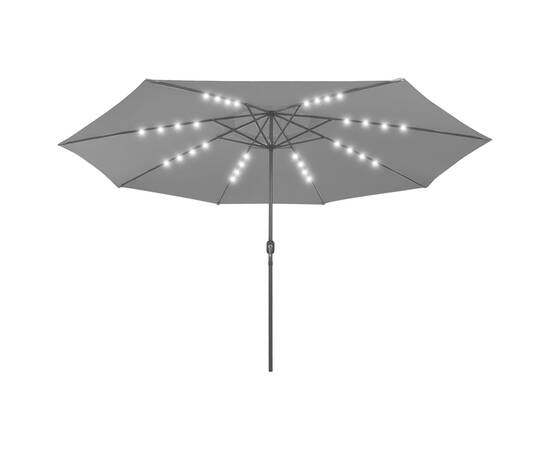 Umbrelă de soare exterior led-uri & stâlp metal antracit 400 cm