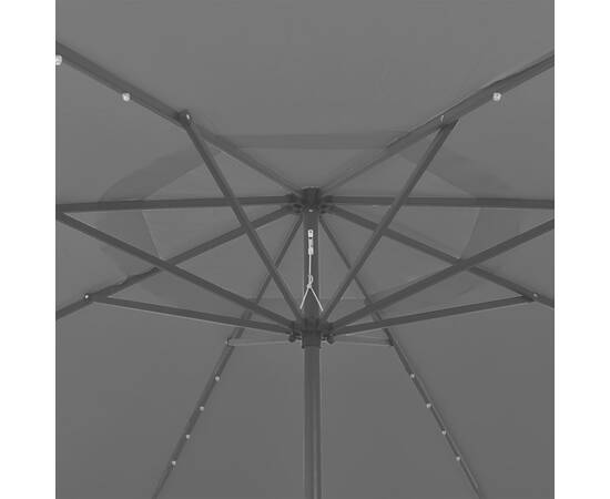 Umbrelă de soare exterior led-uri & stâlp metal antracit 400 cm, 2 image