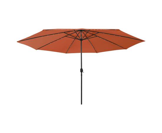 Umbrelă soare exterior, led-uri & stâlp metal, cărămiziu 400 cm, 3 image