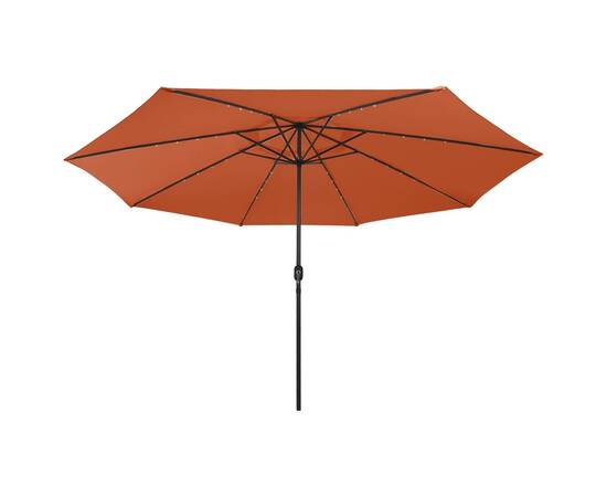 Umbrelă soare exterior, led-uri & stâlp metal, cărămiziu 400 cm, 4 image