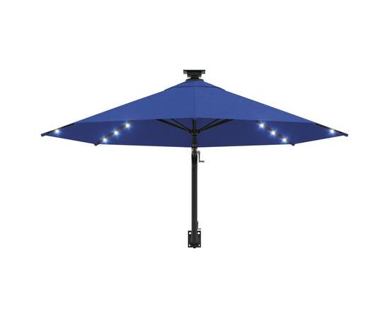 Umbrelă soare led montaj pe perete stâlp metal albastru 300cm, 5 image