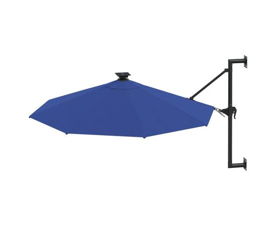 Umbrelă soare led montaj pe perete stâlp metal albastru 300cm, 4 image