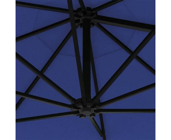 Umbrelă soare led montaj pe perete stâlp metal albastru 300cm, 8 image