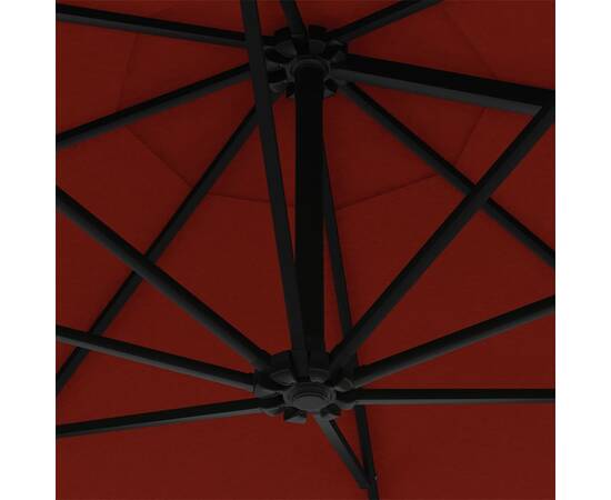 Umbrelă soare led montaj pe perete stâlp metal cărămiziu 300cm, 3 image