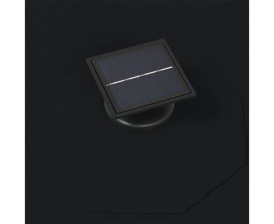 Umbrelă soare led montaj pe perete stâlp metal negru 300 cm, 7 image