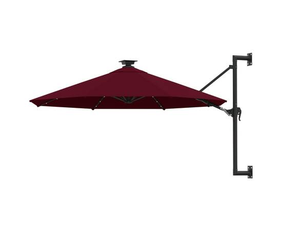 Umbrelă soare led montaj pe perete stâlp metal vișiniu 300 cm