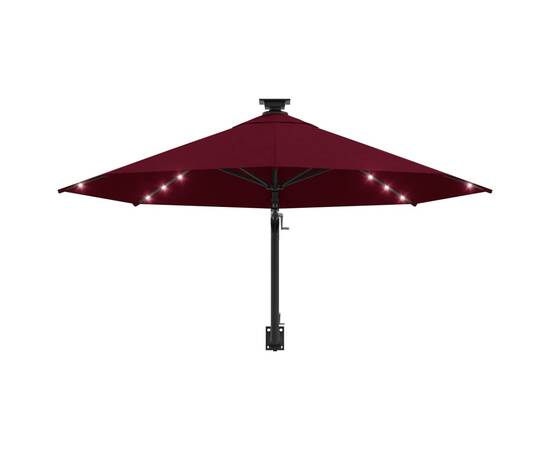 Umbrelă soare led montaj pe perete stâlp metal vișiniu 300 cm, 6 image