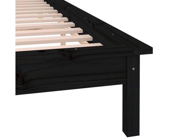 Cadru de pat cu led, negru, 160x200 cm, lemn masiv, 9 image