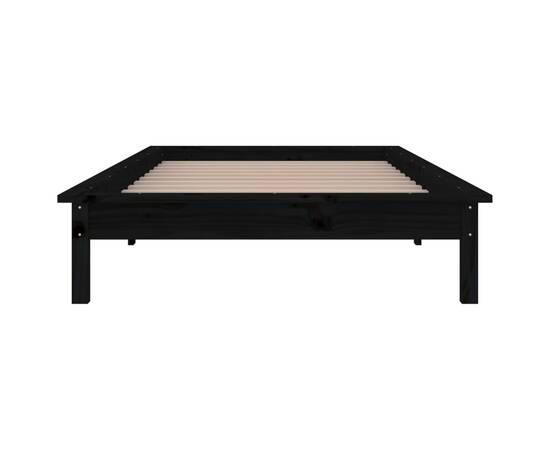 Cadru de pat cu led single 3ft, negru, 90x190 cm, lemn masiv, 7 image
