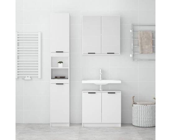 Set dulapuri de baie, 3 piese, alb, lemn prelucrat, 3 image