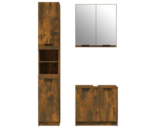 Set dulapuri de baie, 3 piese, stejar fumuriu, lemn prelucrat, 5 image