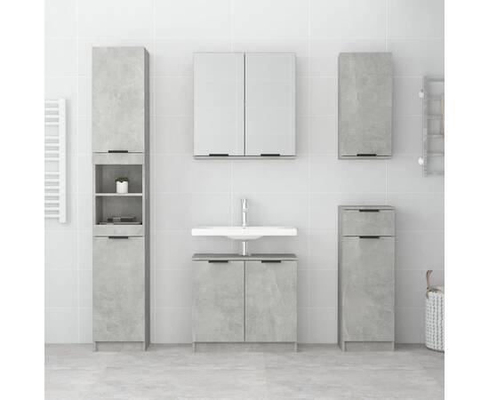Set dulapuri de baie, 5 piese, gri beton, lemn prelucrat, 3 image