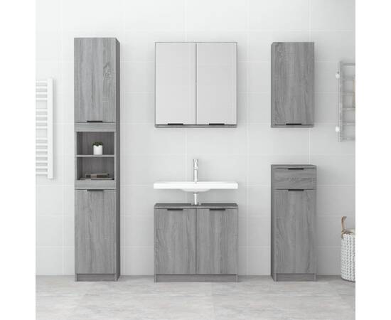 Set dulapuri de baie, 5 piese, gri sonoma, lemn prelucrat, 3 image