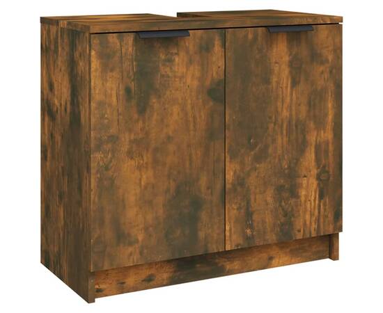 Set dulapuri de baie, 5 piese, stejar fumuriu, lemn prelucrat, 8 image
