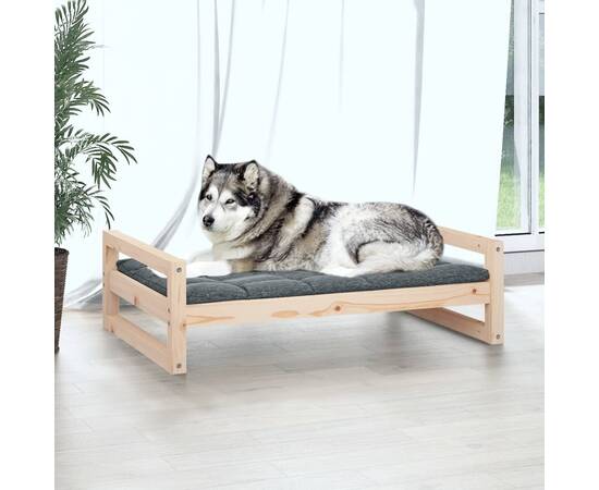 Pat pentru câini, 105,5x75,5x28 cm, lemn masiv de pin, 3 image