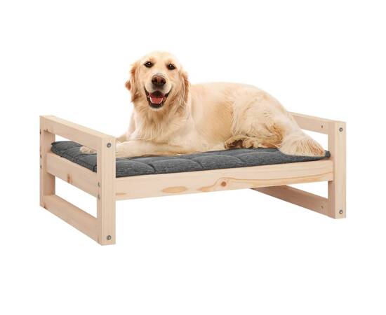 Pat pentru câini, 75,5x55,5x28 cm, lemn masiv de pin, 4 image