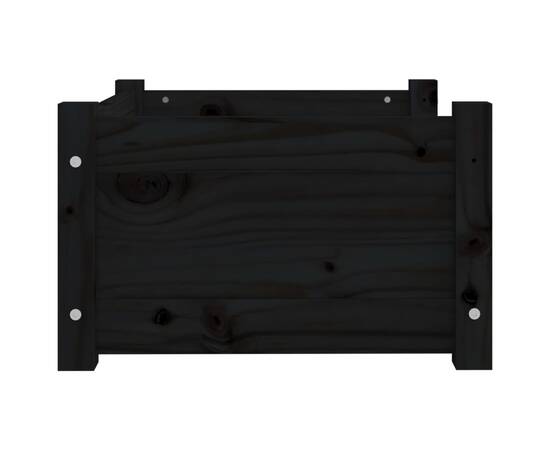Pat pentru câini, negru, 55,5x45,5x28 cm, lemn masiv de pin, 6 image